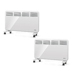 Pack 2 Convecteurs Mobile ou fixe Radiateur à convection Quickfix 2000 - 2000 W, Ultra Plat, Chauffage Pour Pièces De 20 À 30 M2