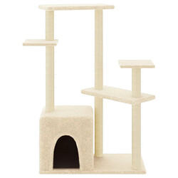 Helloshop26 Arbre à chat meuble tour grimper jouet grattage grattoir escalade plateforme avec griffoirs en sisal 107,5 cm crème 02_0022451