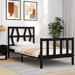 Maison Chic Lit adulte - Cadre de lit et tête de lit,Structure du lit Contemporain pour chambre noir 100x200 cm bois massif -MN24201