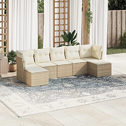 Maison Chic Salon de jardin avec coussins 7 pcs | Ensemble de Table et chaises | Mobilier d'Extérieur beige résine tressée -GKD89266