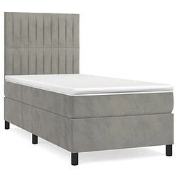 vidaXL Sommier à lattes de lit et matelas Gris clair 90x190 cm Velours