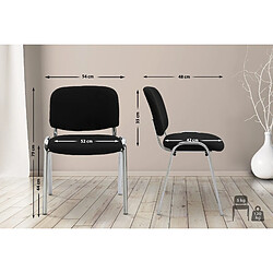 Decoshop26 Chaise visiteur empilable zone d'attente en tissu noir piètement à 4 pieds en métal chromé 10_0003374