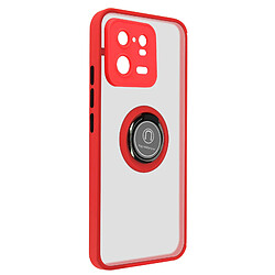 Avizar Coque pour Xiaomi 13 Pro Bi-matière Bague Métallique Support Vidéo Ringip Rouge