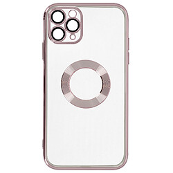 Avizar Coque iPhone 11 Pro Max Silicone Bloc Caméra Couvert Contour Rose Gold Chromé