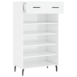 Maison Chic Armoire à chaussure,Meuble à Chaussures Blanc brillant 60x35x105 cm Bois ingénierie -MN75395 pas cher