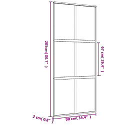 vidaXL Porte coulissante doré 90x205 cm verre ESG clair et aluminium pas cher