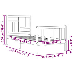 vidaXL Cadre de lit sans matelas noir bois de pin massif pas cher