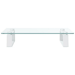 Avis vidaXL Support de moniteur blanc 40x35x8 cm verre trempé et métal