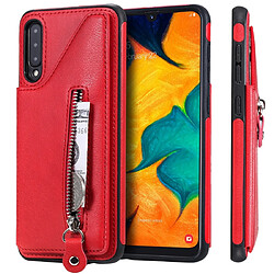 Wewoo Housse Coque Pour Galaxy A50 étui de protection antichoc à double boucle de couleur unie solide rouge