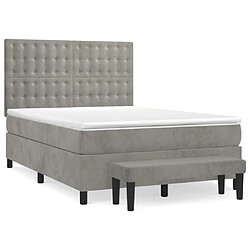 vidaXL Sommier à lattes de lit et matelas Gris clair 140x200cm Velours