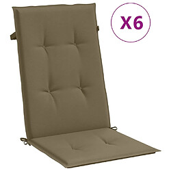 vidaXL Coussins de chaise à dossier haut lot de 6 taupe mélangé tissu