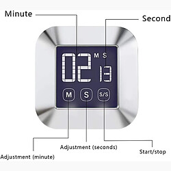 Universal 3 Minuteur d'horloge de cuisine, minuteur de cuisine numérique à l'écran, minuteur électronique, écran magnétique à cristaux liquides de cuisine