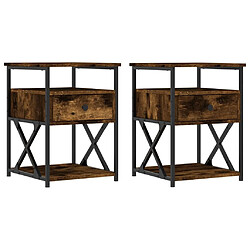 Maison Chic Lot de 2 Tables de chevet - Tables de Nuit chêne fumé 40x42x55 cm bois d'ingénierie