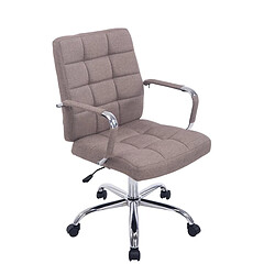 Decoshop26 Chaise fauteuil de bureau à roulettes en tissu taupe hauteur réglable BUR10108