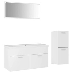 Maison Chic Ensemble de meubles de salle de bain,Armoire rangement Bain Blanc Aggloméré -MN79782