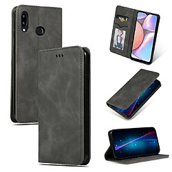 Wewoo Housse Coque Etui en cuir avec rabat horizontal magnétique pour Galaxy A10S Retro Skin Feel Business Gris foncé