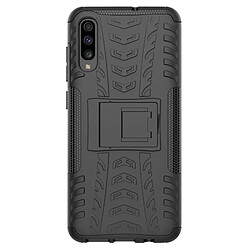 Wewoo Coque Pour Galaxy A70s Texture de pneu TPU antichoc + PC Housse de protection avec support noir