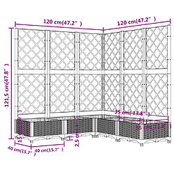 vidaXL Jardinière avec treillis Marron 120x120x121,5 cm PP pas cher