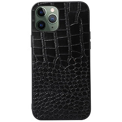 Coque en cuir véritable texture crocodile noir pour votre iPhone 11 Pro 5.8 pouces