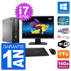 PC HP 800 G2 SFF Ecran 19" Intel i7-6700 RAM 16Go Disque 1To Windows 10 Wifi - Occasion