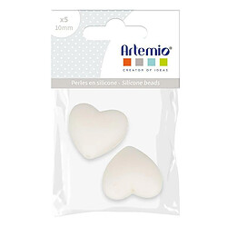 Artemio 2 perles silicone coeur - 29 x 19 x 12 mm - blanc