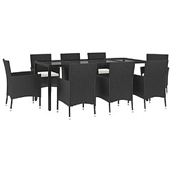 Avis Maison Chic Mobilier à dîner 9 pcs de jardin avec coussins - Ensemble table et chaises d'extérieur - Salon/Mobilier de jardin classique noir résine tressée -MN12729