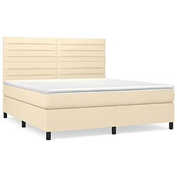 vidaXL Sommier à lattes de lit avec matelas Crème 160x200 cm Tissu