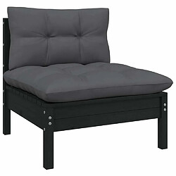 Acheter Maison Chic Salon de jardin 10 pcs + coussins - Mobilier/Meubles de jardin - Table et chaises d'extérieur Noir Bois de pin solide -MN51463