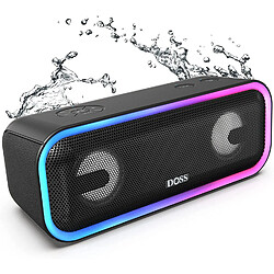 Chrono Haut-parleur Bluetooth DOSS SoundBox Pro Plus, haut-parleur 24W, boîte à musique avec effets lumineux, super basses, couplage stéréo sans fil, 15 heures d'autonomie, emplacement pour carte TF(Noir)