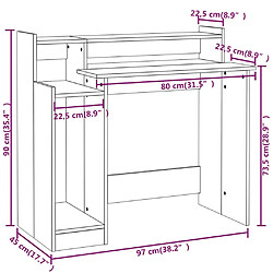 vidaXL Bureau avec lumières LED Chêne 97x45x90 cm Bois d'ingénierie pas cher