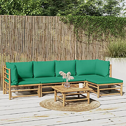 Maison Chic Salon de jardin 6 pcs + coussins - Mobilier/Meubles de jardin - Table et chaises d'extérieur vert bambou -MN48580