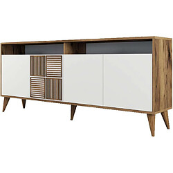 Acheter Hanah Home Buffet en aggloméré 4 portes Milan noyer et blanc.