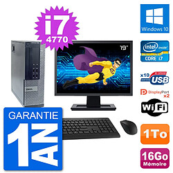 PC Dell 7020 SFF Ecran 19" Intel i7-4770 RAM 16Go Disque Dur 1To Windows 10 Wifi - Occasion