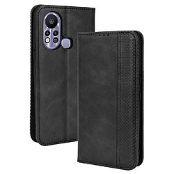 Etui en PU texture rétro, auto-absorbé magnétique avec support pour votre Infinix Hot 11s/Hot 11s NFC 4G - noir