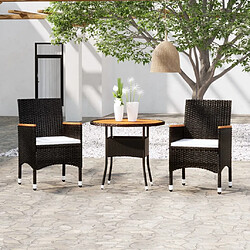 Maison Chic Mobilier à dîner 3 pcs de jardin - Ensemble table et chaises d'extérieur - Salon/Mobilier de jardin classique Résine tressée Noir -MN47094