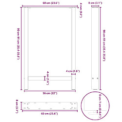 vidaXL Pieds de table basse blanc 2 pcs 60x(90-91) cm acier pas cher