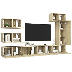 Avis Maison Chic Ensemble de meubles TV 8 pcs | Banc TV Moderne pour salon | Meuble de Rangement - Chêne sonoma Aggloméré -MN83351