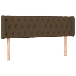 vidaXL Tête de lit avec oreilles Marron Foncé 163x16x78/88 cm Tissu