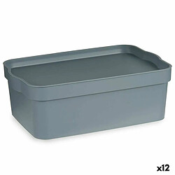 Kipit Boîte de rangement avec couvercle Gris Plastique 6 L (21,5 x 11 x 32 cm) (12 Unités)