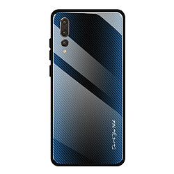 Wewoo Coque Pour Huawei P20 Pro étui de protection en verre dégradé de texture bleu