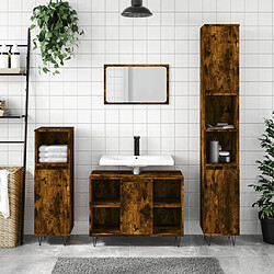 Maison Chic Armoire de bain,Meuble de rangement de salle de bain,Meuble haut chêne fumé 30x30x100 cm bois d'ingénierie -GKD861155