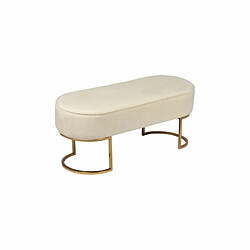 Paris Prix Banc Design en Velours Athea 105cm Crème & Or