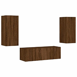 Avis Maison Chic Lot de 3 Meuble TV muraux, Banc TV avec lumières LED pour salon, Meuble de rangement chêne marron -GKD99062