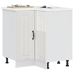 vidaXL Armoire d'angle de cuisine Lucca blanc brillant bois ingénierie