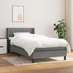 Maison Chic Structures de lit + matelas,Lit à sommier tapissier avec matelas Gris foncé 90x200 cm Tissu -MN64969