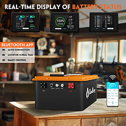 Batterie Cloudenergy LiFePO4 48 V (51,2 V) pour voiturettes de golf et stockage solaire, capacité 66 Ah, BMS 200 A intégré, avec application mobile, écran tactile et sangle de rétention, plus de 6 000 cycles, IP66 pas cher