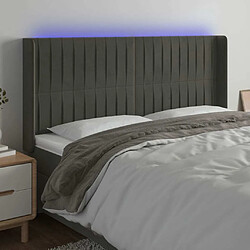 Maison Chic Tête de lit scandinave à LED,meuble de chambre Gris foncé 163x16x118/128 cm Velours -MN16072