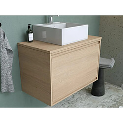 Avis Vente-Unique Meuble de salle de bain suspendu avec vasque à poser en céramique - Placage chêne - 80 cm - MESLIVA