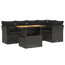 vidaXL Salon de jardin 5 pcs avec coussins noir résine tressée