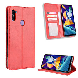 Etui en PU style vintage avec support rouge pour votre Samsung Galaxy M11